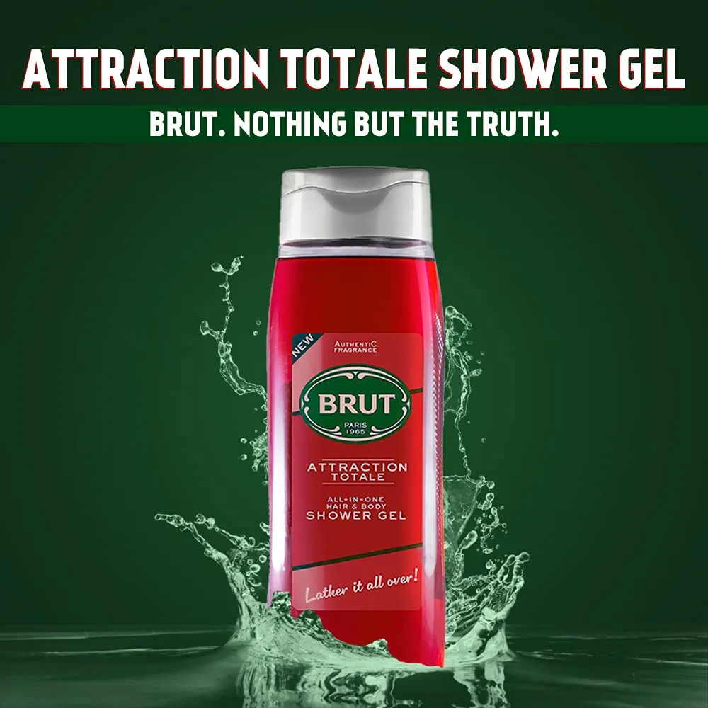 Brut Attraction Totale All In One Hair And Body Shower Gel 500ml