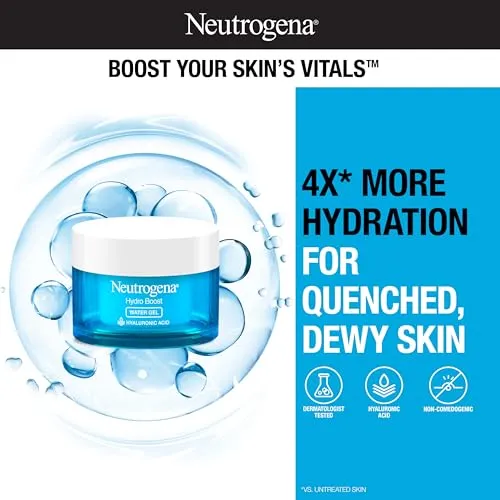 Neutrogena Hydro Boost Hyaluronic Acid Hydrating Water Gel Daily Face Moisturizer for Dry Skin, Oil-Free, Non-Comedogenic Face Lotion, 1.7 fl. Oz